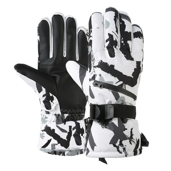 Winter Snowboard Ski Gloves PU Leather Non-slip Touch Screen Waterproof Motorcycle Cycling Fleece Warm Snow Gloves Unisex ,Easy Wear