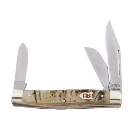 Kissing Crane Knives 9325 Large Stockman Pocket Knife with Ram's Horn Handles Multi-Colored
