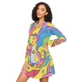 thumbnail image 3 of FORMRS Womens Long Sleeve Nightgowns Crew Neck Sleep Shirt Soft Pajamas Sizes S-3XL, Vibrant Dinosaur, 3 of 8