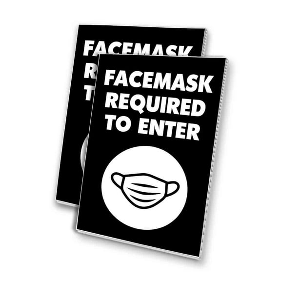 Facemask Required To Enter (24" X 36") 4mm Corrugated Plastic Panel, Graphics Applied To 1 Side (Pk of 2)