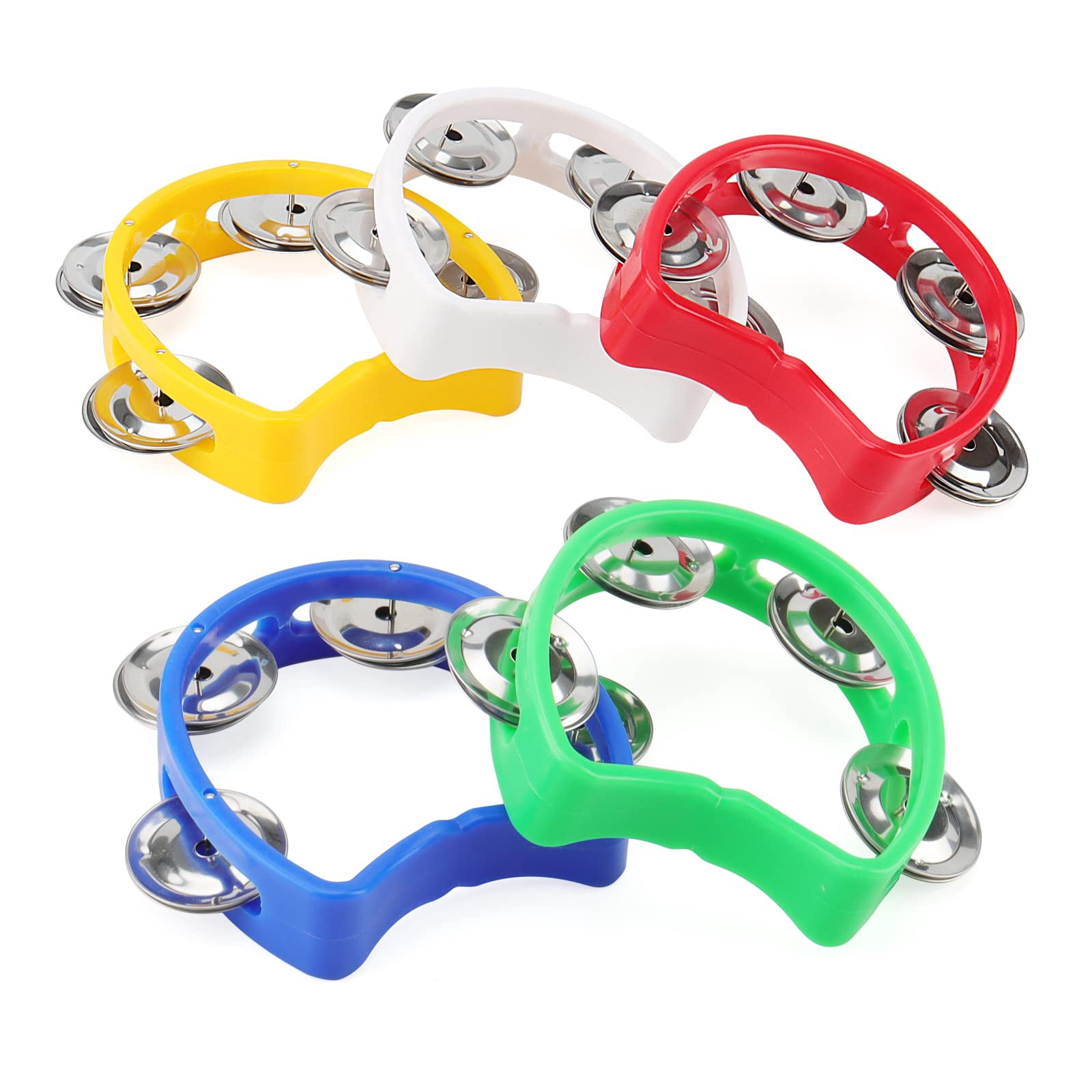 20 Pack Plastic Percussion Tambourine  4 Inch Half Moon Musical Tambourines With 4 Bells Mini Handheld