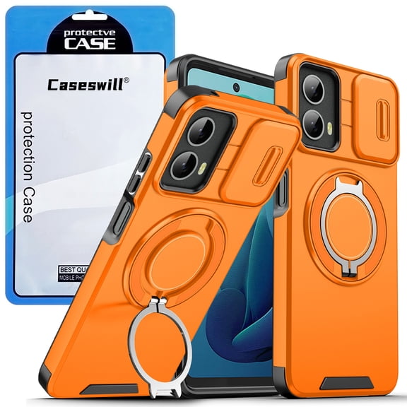 Caseswill for Motorola Moto G Power (2026) Case with 2X Screen Protector, Dual-Layer Hybrid Shockproof Magnetic Ring Holder Stand with Slide Camera Cover