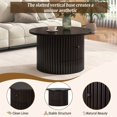 thumbnail image 4 of Round Farmhouse Coffee Table with Drawer and Vertical Slat Base, Dark Brown Finish Center Table for Living Room, 30.5", 4 of 7