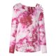 thumbnail image 4 of Mujeres Impreso Gradiente Hollow Out O Cuello Manga larga Casual Tee Tops Blusa Pompotops  gfhjh15573, 4 of 8