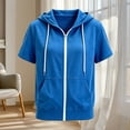 thumbnail image 4 of HAOTAGS Girls Hooded Sweatshirt Jacket Loose Short Sleeve Zipper Hoodie Blue Size 9, 4 of 5