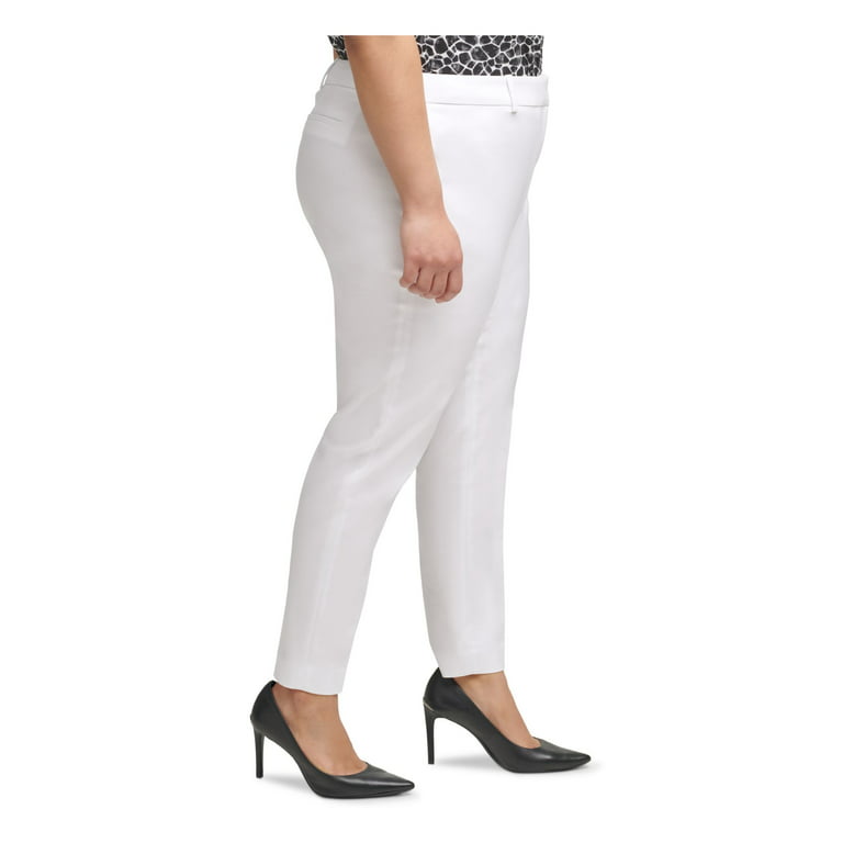 CALVIN KLEIN Womens White Stretch Zippered Slim-fit Mid-rise Wear