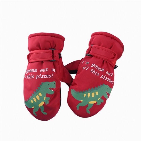 Kids Winter Snow Ski Gloves for Boys Girls Children Snowboard Waterproof Thermal Fleece Gloves for Cold Weather(10-16 Year,Red)