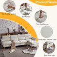 thumbnail image 2 of 112 Inches Modern 4-Seater Sectional Sofa, Flannel L-Shape Sofa with Chaise, Pushback Modular Sectional Couches for Living Room, White, 2 of 9