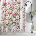 thumbnail image 2 of Spring Floral Shower Curtain Set, Waterproof Shower Curtains for Bathroom, Retro Pink Orchid Flowers Leaves Botanical Washable Fabric Cloth Bath Curtain for Bathtub Decoration with Hooks 54x78 Inches, 2 of 9