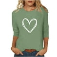 thumbnail image 1 of Plebaso Hauts à Cœur pour Femmes Manches 3/4 Col Rond T-Shirts Décontractés Imprimés chandail-Overs Femmes 2025 Blouses, 1 of 4