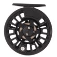 thumbnail image 4 of Carrete de pesca con mosca, accesorios de caña de pescar negros de aleación de aluminio con bolsa de almacenamiento para manos izquierda y derecha, 4 of 8