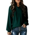thumbnail image 2 of Htigea Women Pullover Sweatshirt Long Sleeve Hoodies Kangaroo Pocket Fleece Basic Sweater Green L, 2 of 8