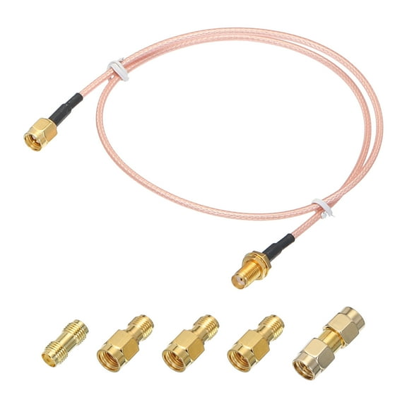 Uxcell RG316 Coaxial Cables SMA Male To SMA Female With Adapter Low Loss RF Coaxial Cable 1.6FT Orange 1Pcs