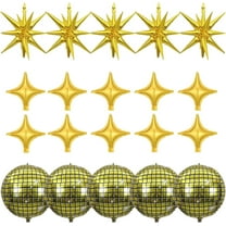 20 Pcs Disco Ball Balloons Huge Gold Explosion Star Aluminum Foil Balloons and Four Pointed Star Balloos Disco Ball Ballons for 70s Disco Dance Birthday Party Graduation New Year Decoration