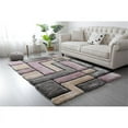 thumbnail image 2 of MDA Home Mateos Shag Gray/Pink Geometric Polyester Area Rug - 8' x 10', 2 of 8