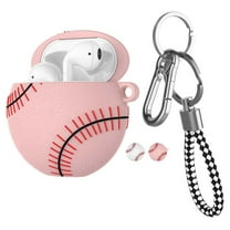 Airpods PVC Cases Cover, Case for Airpods, Njjex Full Protective Premium PVC Rubber Silicone Case Cover with Keychain Strap for Women (Pink)
