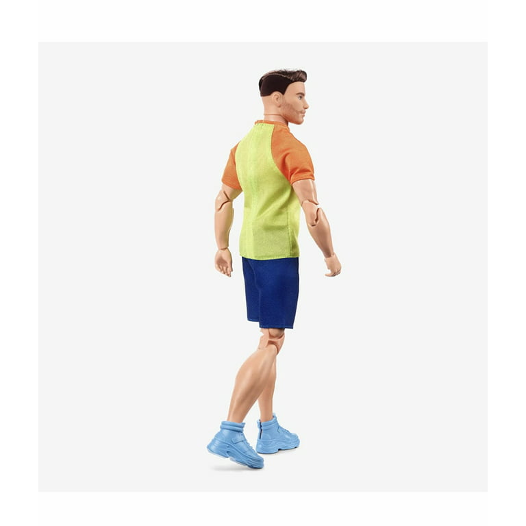 Ken Doll, Barbie Looks, Brown Hair with Beard, Color Block and Blue Shorts, Light Blue Sneakers, Style and Pose, Fashion Collectibles -