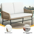 thumbnail image 3 of Dextrus Outdoor Patio Loveseat, All-Weather Wicker Rattan Loveseat with Cushions, Ideal for Backyard, Balcony, and Deck, Light Brown+Beige, 3 of 5