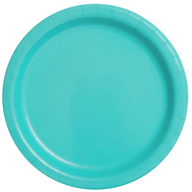 Terrific Teal Round 7" Dessert Plates, 24ct