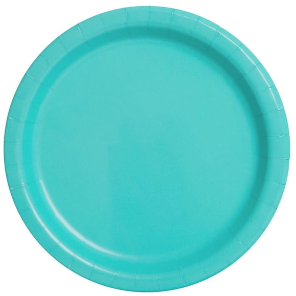 Terrific Teal Round 7" Dessert Plates, 24ct
