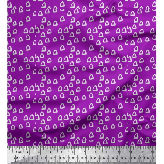 Soimoi Purple Silk Fabric Triangle Geometric Print Sewing Fabric Yard 42 Inch Wide