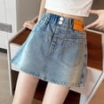 thumbnail image 5 of LYMAYTER 5-14Y Girls Blue Mini Denim Skort Jean Skirt with Short Layer Children Fashion, 5 of 8