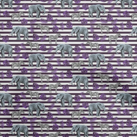oneOone Polyester Spandex Purple Fabric Tropical Animal Sewing Material Print Fabric By The Yard 56 Inch Wide