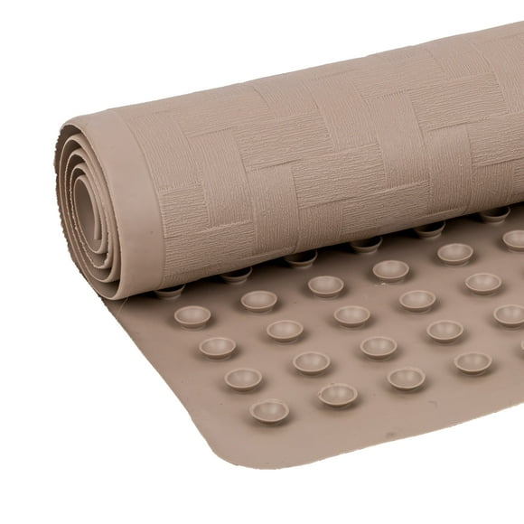 Mainstays 18" x 36" Textured Rubber Bathtub Mat with Suction Cups, Taupe
