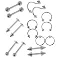 thumbnail image 2 of 16 piezas 16G bola variada surtida lengua ceja Labret ombligo vientre anillo Barbell Plata Yuyangstore Piercing Anillos Barbells, 2 of 8