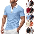 thumbnail image 2 of Men's 1/4 Zip Short Sleeve Golf Shirts Pique Mesh Moisture Wicking Collared Shirt Business Casual Contrast Collar Athletic Tops with Pocket Summer Tennis, 2 of 10