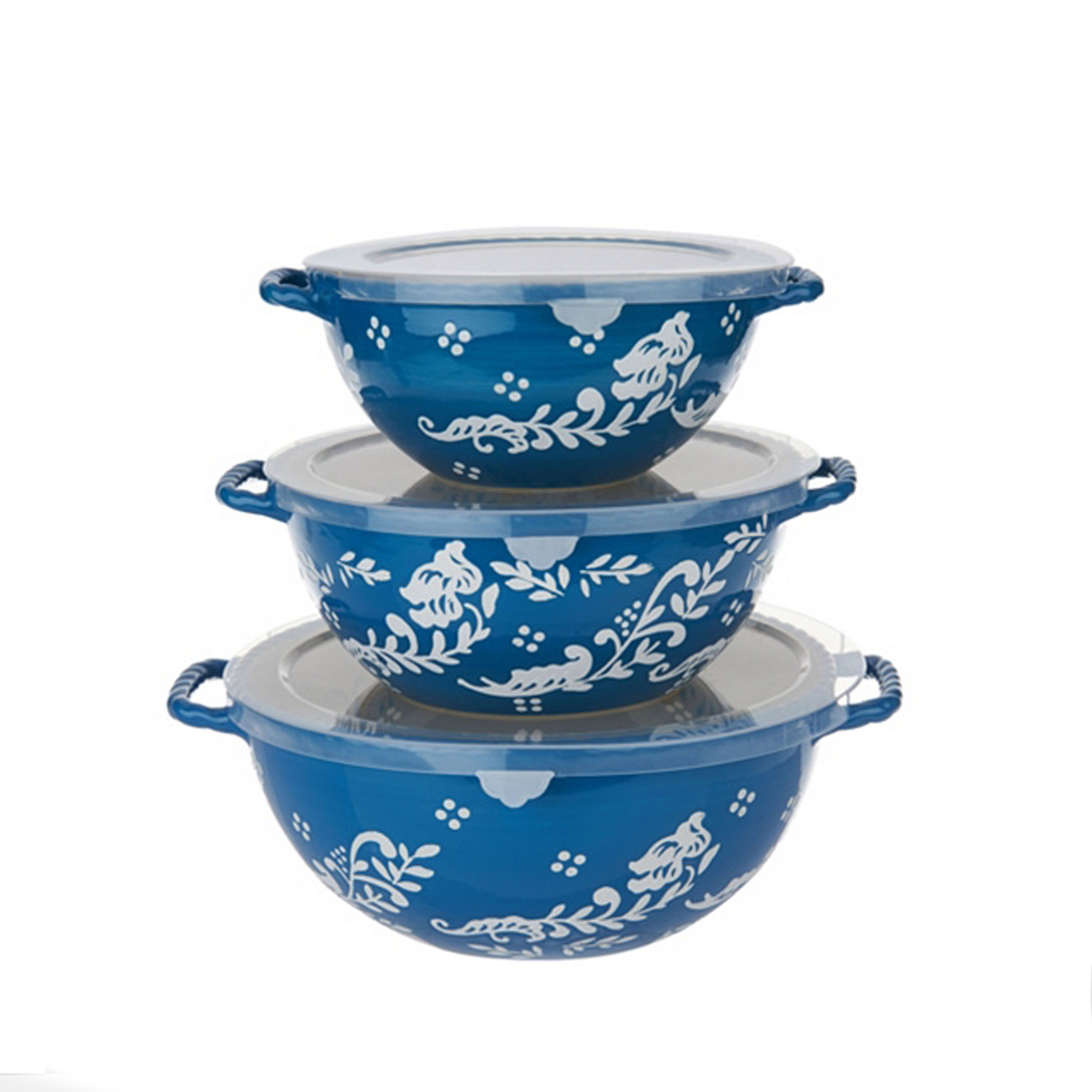 Valerie Bertinelli 3Piece Hand Painted Bowl Set with Lids
