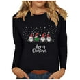 thumbnail image 4 of Uootdi Christmas Long Sleeve Shirts Gift for Women Tunic Blouses Cute Xmas Printed Tops Crew Neck Graphic Tees, 4 of 6
