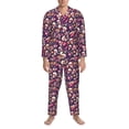 thumbnail image 3 of Naloa music Skull record Guitar Men’s Pajamas Set - Long Sleeve Button Down Sleep Shirt and Pajama Bottoms Sleepwear Set-Medium, 3 of 7