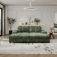 thumbnail image 2 of Convertible Combination Sofa, Corduroy Fabric, Fluffy Modern Sleeper Sofa Chair, Oversized Combination Living Room Double Lounge Chair (Green), 2 of 9