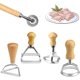 thumbnail image 1 of 5 cortadores de wonton de acero inoxidable con mango de madera, cortador de wonton de acero inoxidable, molde para galletas, 5 formas para galletas, albóndigas, pasteles Sincero Electrónica, 1 of 5