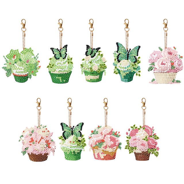 (LY142) (Diamante Doble Cara 9 Uds) Llavero Con DIY Postre Vela Diamante Forma Especial