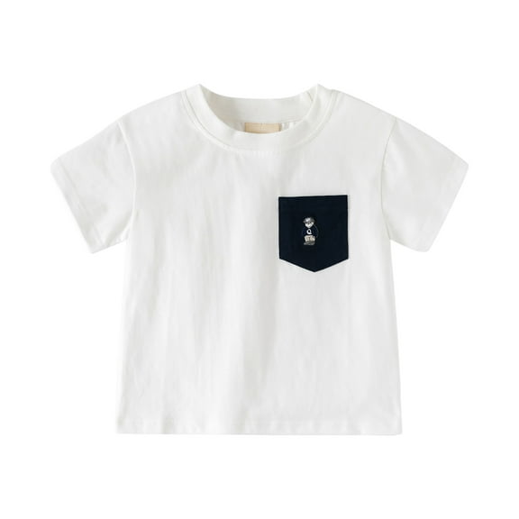 Staki Plain Toddler Tshirt Boys Oversized T Shirts Kids Casual Crewneck Drop Shoulder Summer Basic Tees Tops 1-9Y 10-14Y(White,2-3 Years)