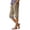 07#Khaki, variant on Womens Capris Summer Knee Length Cotton Linen Shorts Casual Elastic Waist Wide Leg Loose Cropped Trousers