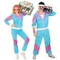 thumbnail image 2 of Adult Men Women Vintage 80s Hip Hop Disco Cosplay Hippie Costume Halloween Purim Carnival Party Couple Tracksuit Outfit, 2 of 6