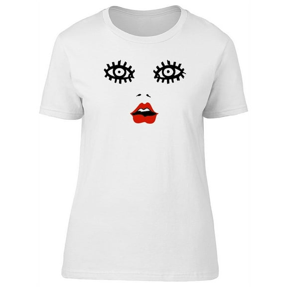 Cute Fashion Lady Face Red Lips T-Shirt Women -Image by Shutterstock, Female x-Large