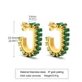 thumbnail image 2 of PAURO Women's Stainless Steel Fashion Inlay Green Cubic Zirconia U Shape Stud Earrings Gift Jewelry, 2 of 5