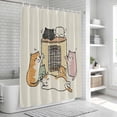 thumbnail image 6 of Beige Cute Cat Shower Curtain, Waterproof Shower Curtains for Bathroom, Cartoon Funny Heater Cats Washable Fabric Bathtub Curtain Set Bath Decor with 12 Hooks Stall 36"x72", 6 of 8