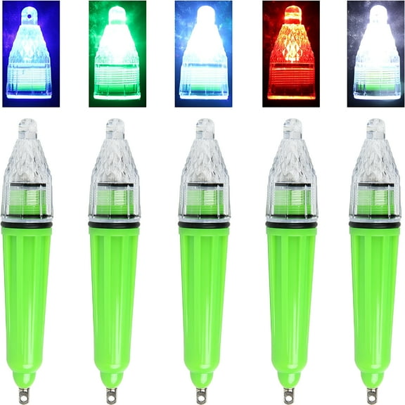 BESTSKY Deep Drop LED Fishing Lure Light, 6.7in 5pcs Underwater Waterproof Night Flashing Fishing Lamp for Attracting Bait Lures