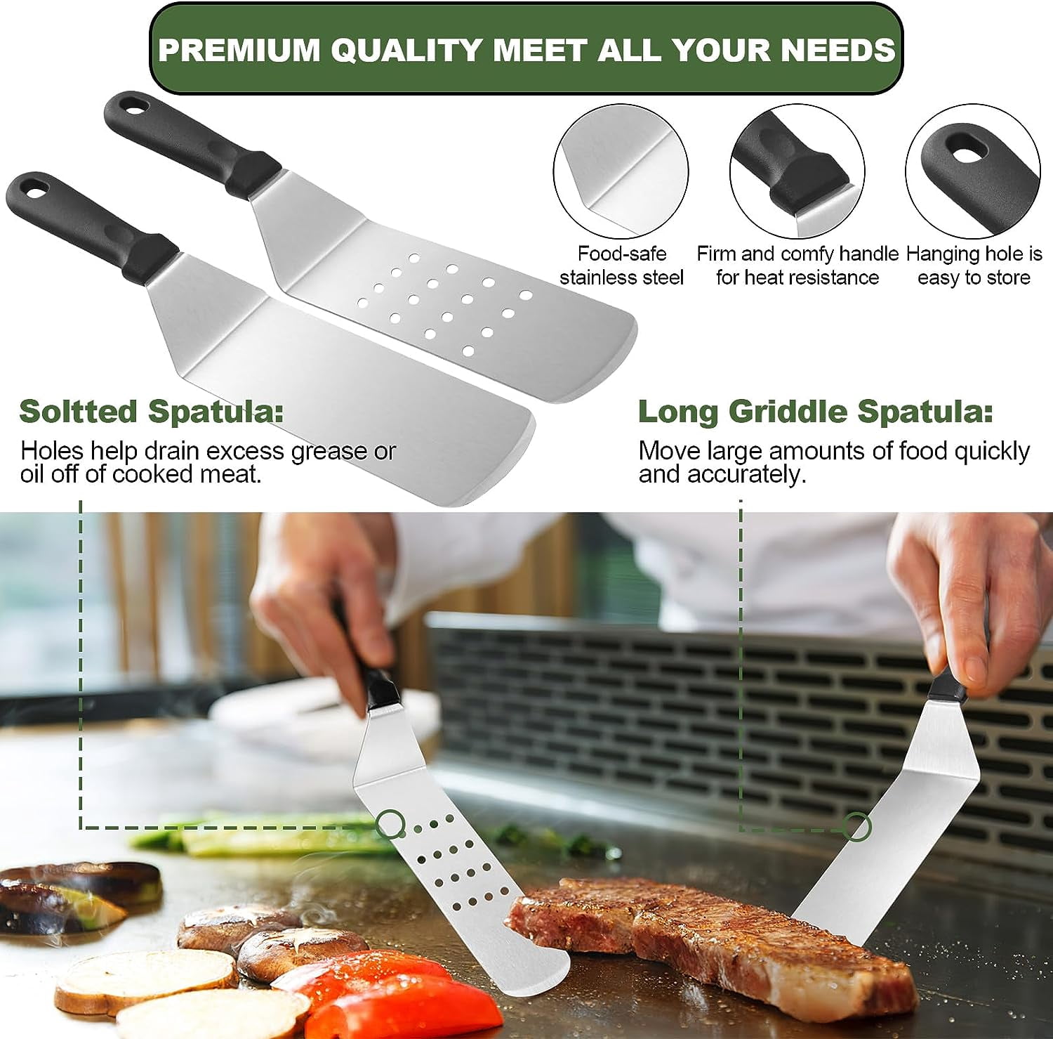 Griddle Accessories Set of 30, Flat Top Grill Accessories Set for Blackstone and Camp Chef, Grill Spatula Set with Enlarged Spatulas, Basting Cover, Scraper for Outdoor BBQ