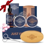THEMANCODE Beard Care Kit, Beard Grooming & Trimming Kit for Men Care, Beard Oil & Balm, Beard Wash Soap, Mustache Scissors, Beard Comb & Brush, Valentine's Day Gift for Him