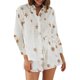 thumbnail image 1 of Txlixc - Conjunto de ropa de dos piezas para mujer, blusa estampada con botones de manga corta y cuello vuelto + pantalones cortos con cintura elástica Txlixc Moda, 1 of 6