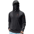 thumbnail image 2 of Men's UPF 50+ Sun Protection Hooded Shirt with Face Cover, Lightweight Long Sleeve Uv Shield Fishing Hoodie Quick Dry Fishing Sun Shirt Dark Gray L, 2 of 5