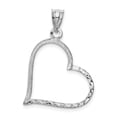 thumbnail image 4 of 14k White Gold Solid Satin Diamond-cut Small Reversible Heart Pendant, 4 of 5