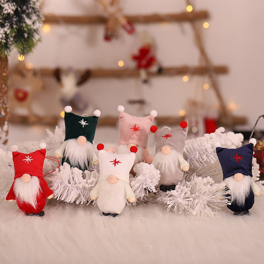 Mini Cute Plush Faceless Doll Christmas Tree Pendants Ornaments Home Decor Gift 