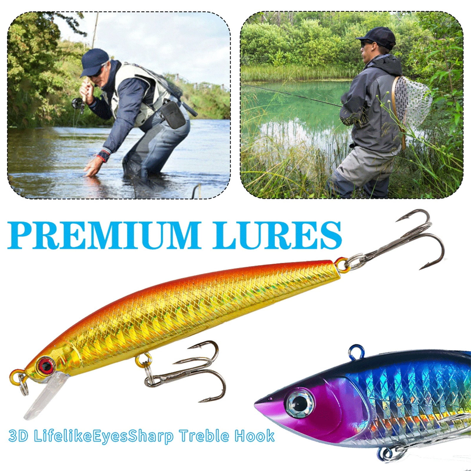 Fishing Lures Soft Plastic, Fishing Soft Plastic Lures, 30 Piece Fishing Lures Kit with Fishing Hooks Freshwater, Soft Plastic Baits and Jig Heads for Fishing, Complete Fishing